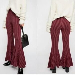 Free People Pants Mari Ponte Flare Striped Size 8